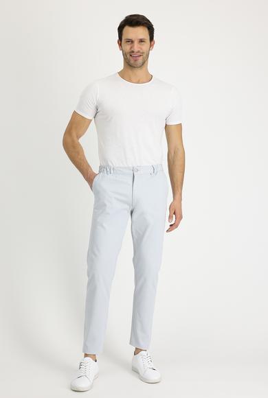 Erkek Giyim - GÜMÜŞ 58 Beden Slim Fit Desenli Likralı Kanvas / Chino Pantolon