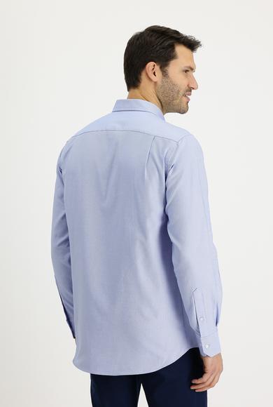 Erkek Giyim - GÖK MAVİSİ XL Beden Uzun Kol Regular Fit Pamuk Spor Gömlek