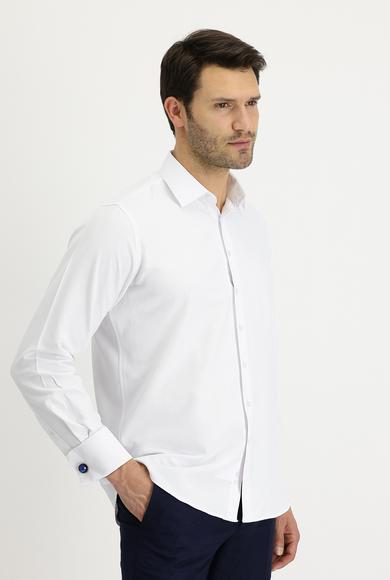 Erkek Giyim - BEYAZ L Beden Uzun Kol Manşetli Klasik Pamuklu Gömlek