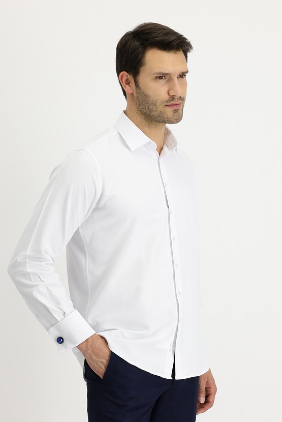 Erkek Giyim - Uzun Kol Manşetli Klasik Pamuklu Gömlek