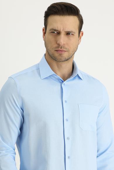Erkek Giyim - UÇUK MAVİ XL Beden Uzun Kol Klasik Desenli Gömlek