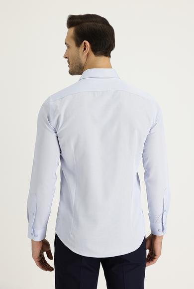 Erkek Giyim - UÇUK MAVİ S Beden Uzun Kol Slim Fit Klasik Desenli Pamuklu Gömlek
