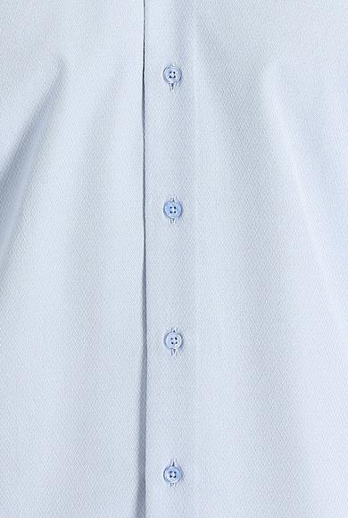 Erkek Giyim - UÇUK MAVİ M Beden Uzun Kol Slim Fit Klasik Desenli Pamuklu Gömlek