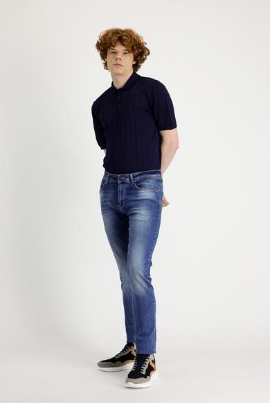 Erkek Giyim - Mavi 48 Beden Slim Fit Likralı Denim Pantolon