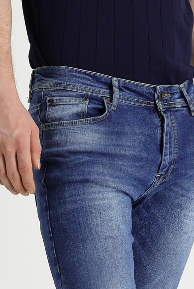Erkek Giyim - Mavi 48 Beden Slim Fit Likralı Denim Pantolon