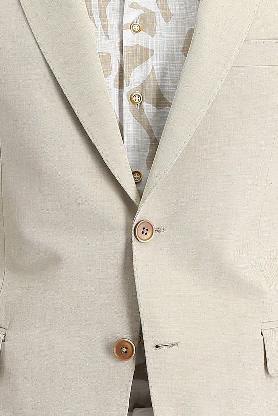 Erkek Giyim - Slim Fit Klasik Keten Ceket
