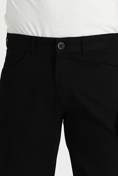 Erkek Giyim - SİYAH 52 Beden Regular Fit Desenli Likralı Kanvas / Chino Pantolon