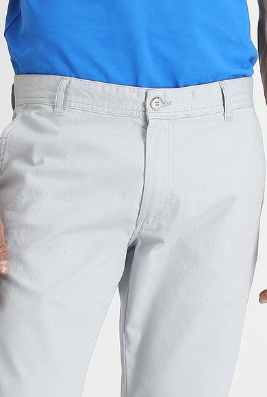 Erkek Giyim - GÜMÜŞ 52 Beden Regular Fit Desenli Likralı Kanvas / Chino Pantolon