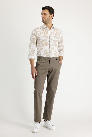 Erkek Giyim - ORTA VİZON 50 Beden Regular Fit Desenli Likralı Kanvas / Chino Pantolon