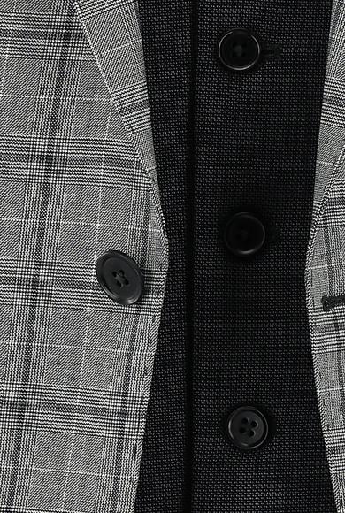 Erkek Giyim - ORTA GRİ 52 Beden Regular Fit Yünlü Kombinli Yelekli Takım Elbise