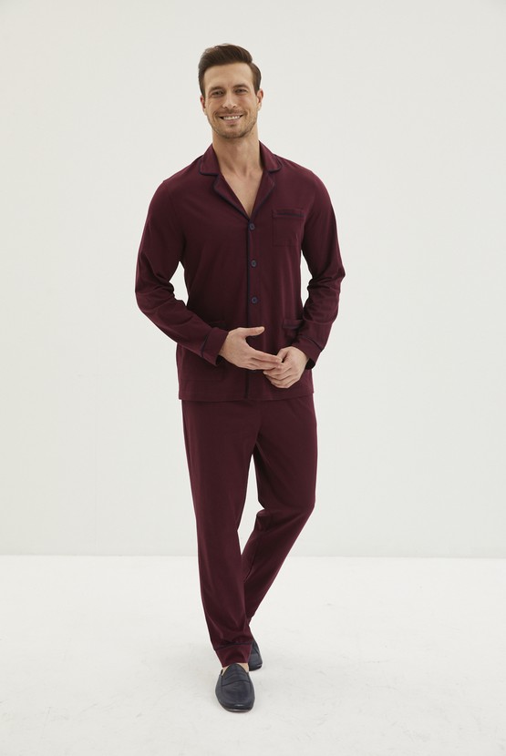 Erkek Giyim - Bebe Yaka 2'li Pamuk Pijama Takımı