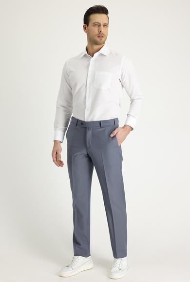 Erkek Giyim - ORTA GRİ 46 Beden Slim Fit Yünlü Klasik Pantolon