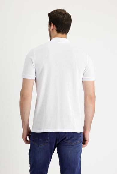 Erkek Giyim - BEYAZ 3X Beden Polo Yaka Regular Fit Nakışlı Pamuk Tişört