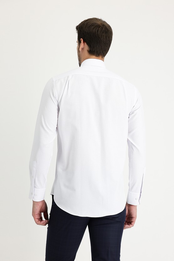 Erkek Giyim - Uzun Kol Regular Fıt Çizgili Gömlek