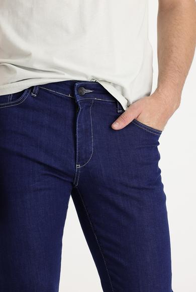 Erkek Giyim - KOYU LACİVERT 38 Beden Slim Fit Likralı Denim Pantolon