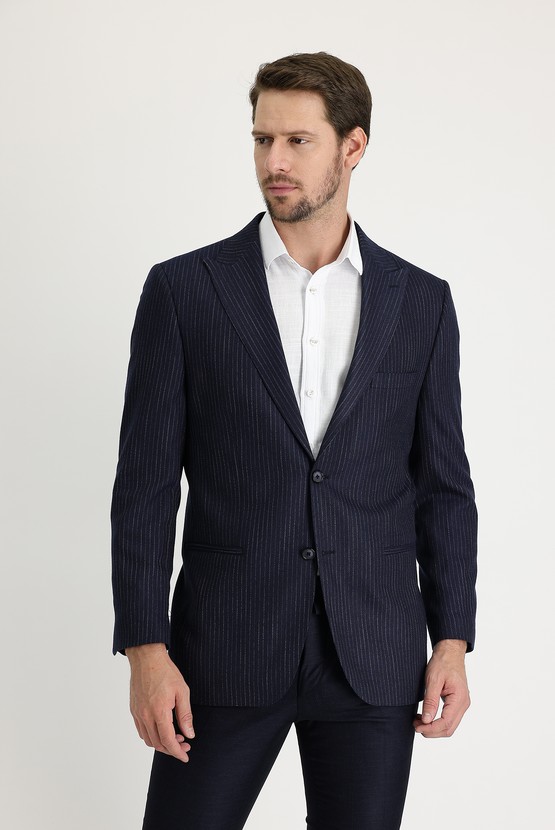 Erkek Giyim - Çizgili Blazer Ceket
