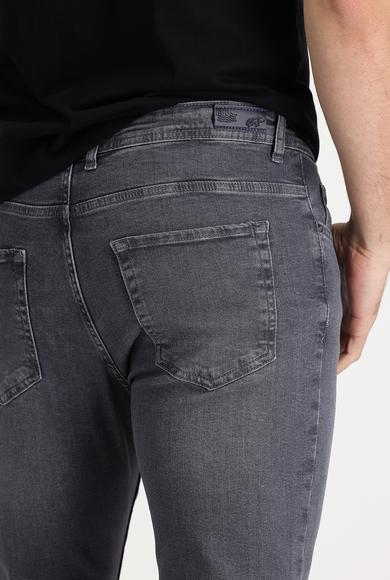 Erkek Giyim - ORTA GRİ 58 Beden Slim Fit Likralı Denim Pantolon