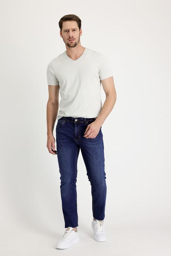 Erkek Giyim - Slim Fit Likralı Denim Pantolon