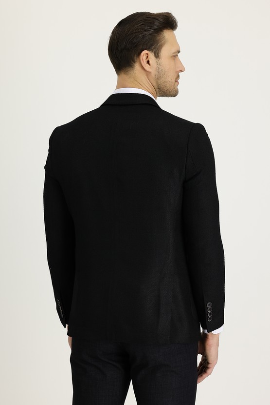 Erkek Giyim - Slim Fit Dar Kesim Desenli Ceket