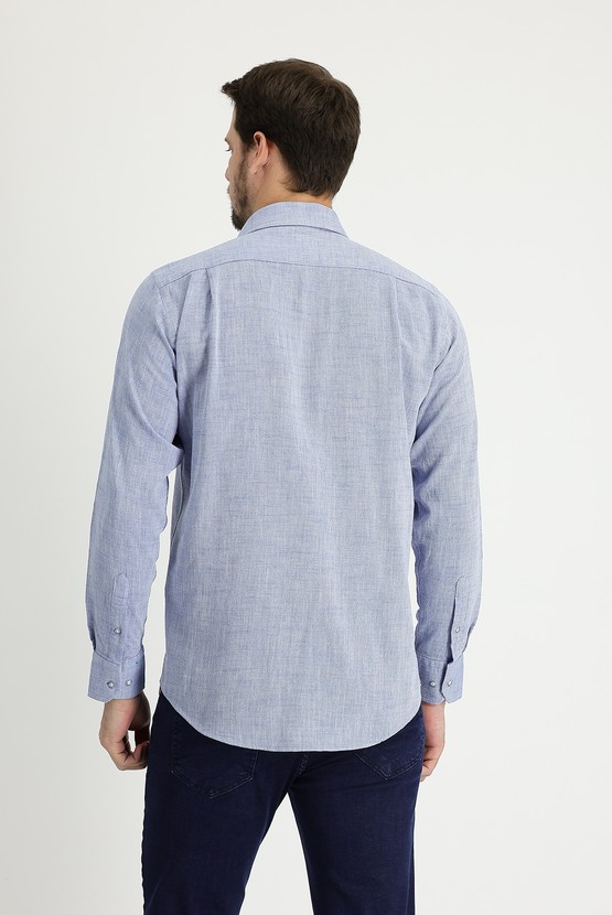 Erkek Giyim - Uzun Kol Regular Fit Desenli Pamuk Gömlek