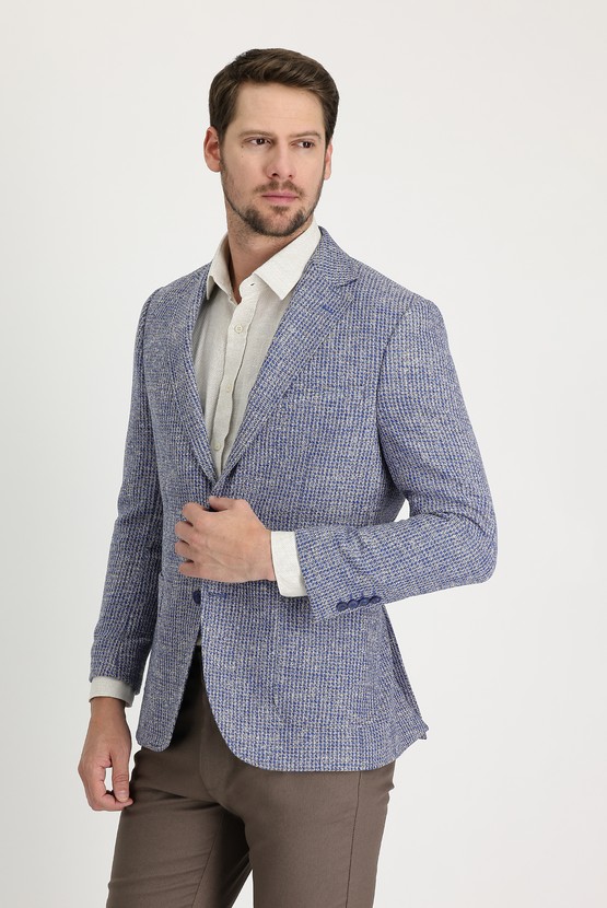 Erkek Giyim - Relax Fit Desenli Ceket