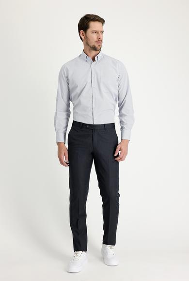 Erkek Giyim - KOYU FÜME 60 Beden Klasik Desenli Pantolon