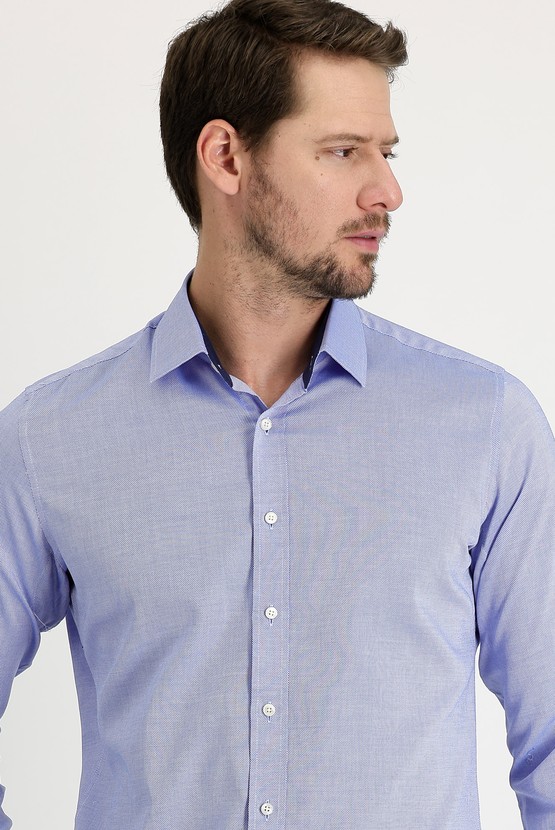 Erkek Giyim - Techno-Line Gümüş İyonlu Slim Fit Desenli Pamuk Gömlek
