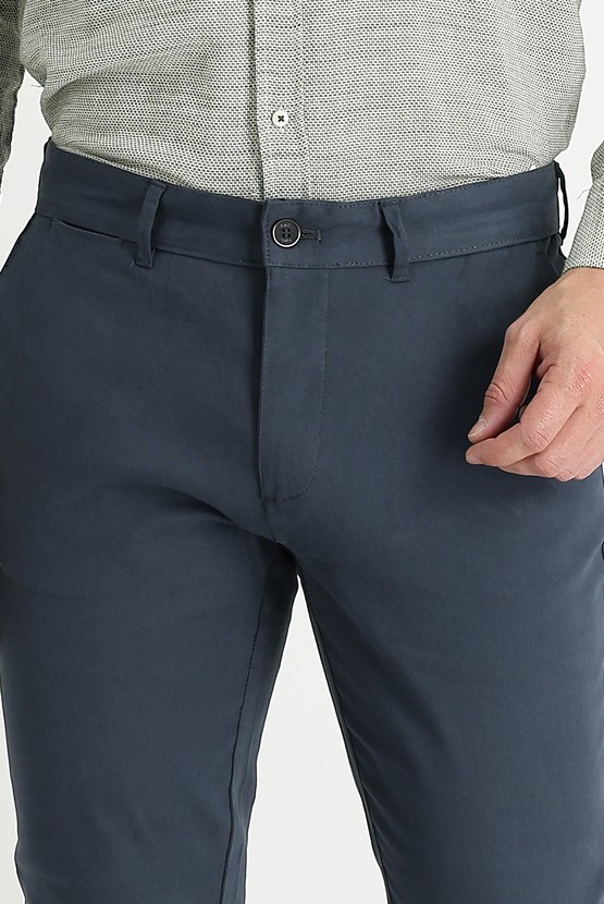 Erkek Giyim - Slim Fit Likralı Kanvas / Chino Pantolon
