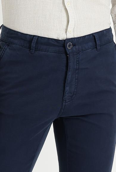 Erkek Giyim - ORTA LACİVERT 52 Beden Regular Fit Likralı Kanvas / Chino Pantolon
