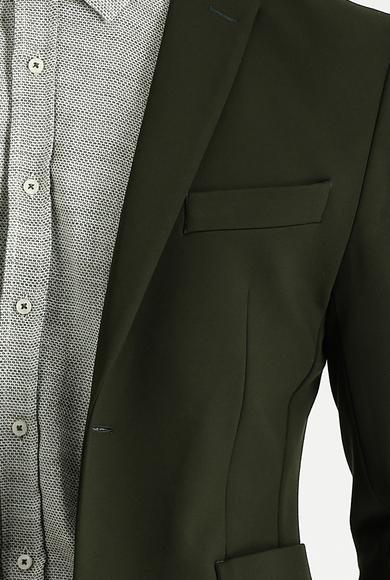 Erkek Giyim - ORTA HAKİ 54 Beden Süper Slim Fit Ceket
