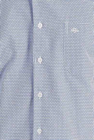 Erkek Giyim - SAKS MAVİ XL Beden Kısa Kol Regular Fit Ekose Pamuklu Gömlek