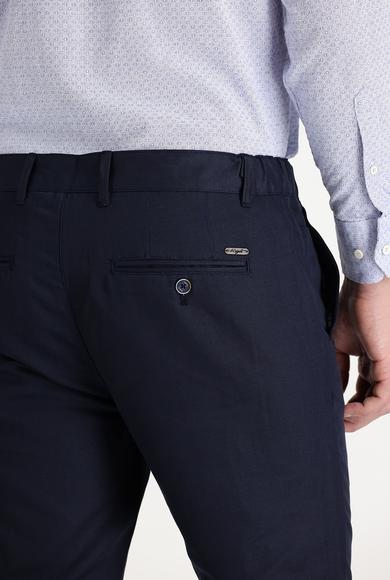 Erkek Giyim - ORTA LACİVERT 52 Beden Regular Fit Kanvas / Chino Keten Pantolon