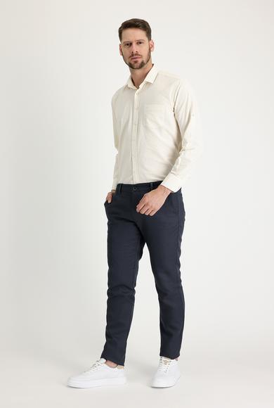 Erkek Giyim - ORTA ANTRASİT 56 Beden Regular Fit Kanvas / Chino Keten Pantolon