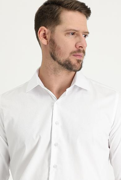 Erkek Giyim - BEYAZ XXL Beden Uzun Kol Slim Fit Non Iron Pamuklu Gömlek