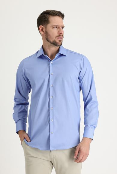 Erkek Giyim - AQUA MAVİSİ S Beden Uzun Kol Non Iron Klasik Pamuklu Gömlek