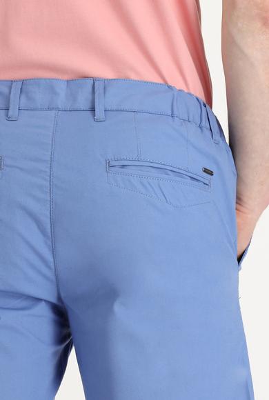 Erkek Giyim - Açık Mavi 54 Beden Slim Fit Pamuklu Bermuda Şort