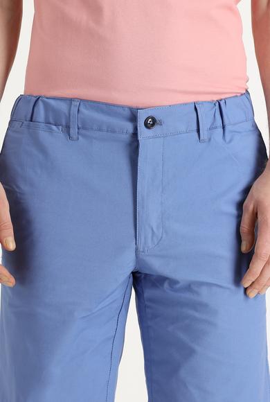 Erkek Giyim - Açık Mavi 54 Beden Slim Fit Pamuklu Bermuda Şort