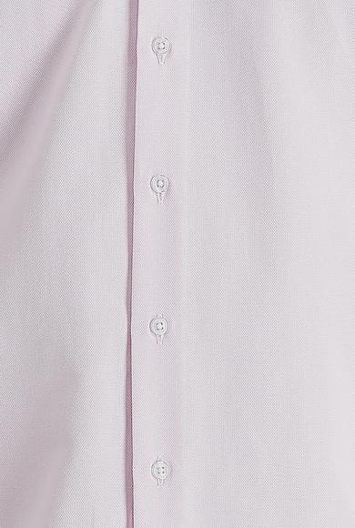 Erkek Giyim - PEMBE S Beden Uzun Kol Slim Fit Klasik Desenli Pamuklu Gömlek