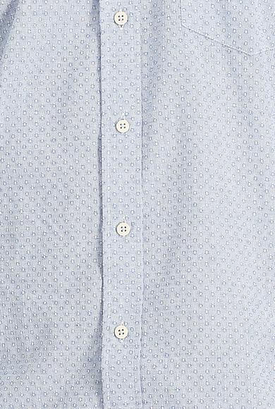Erkek Giyim - MAVİ 4X Beden Uzun Kol Relax Fit Desenli Pamuklu Gömlek
