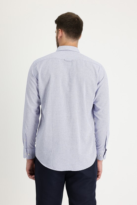 Erkek Giyim - Uzun Kol Relax Fit Desenli Gömlek