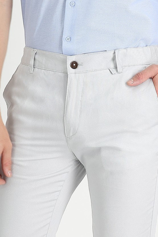 Erkek Giyim - Slim Fit Dar Kesim Kanvas / Chino Keten Pantolon