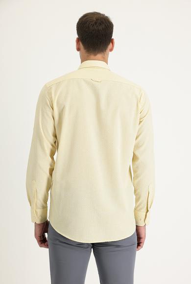 Erkek Giyim - HARDAL XL Beden Uzun Kol Relax Fit Desenli Pamuklu Gömlek