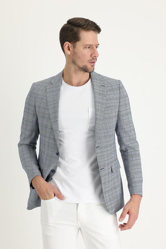 Erkek Giyim - Regular Fit Ekose Ceket
