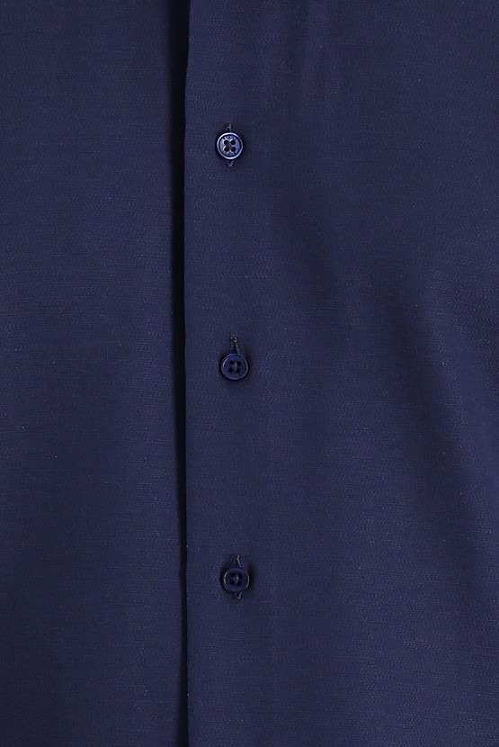 Erkek Giyim - Uzun Kol Slim Fit Klasik Desenli Pamuklu Gömlek