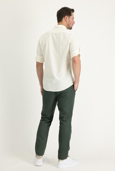 Erkek Giyim - YAG YESILI-OLIVE 52 Beden Regular Fit Kanvas / Chino Keten Pantolon