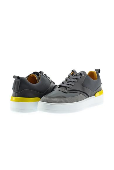 Erkek Giyim - ORTA GRİ 43 Beden Sneaker Deri Ayakkabı