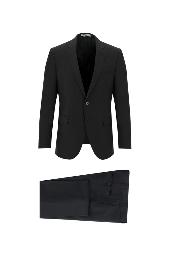 Erkek Giyim - Slim Fit Yünlü Klasik Takım Elbise
