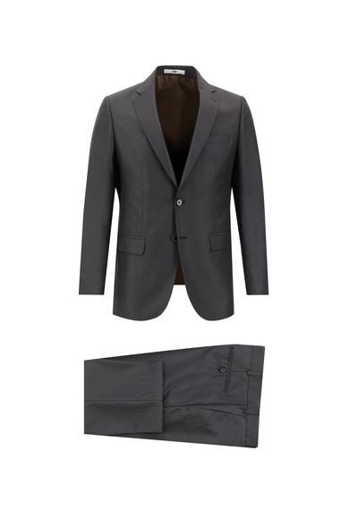 Erkek Giyim - KOYU KAHVE 50 Beden Klasik Desenli Takım Elbise
