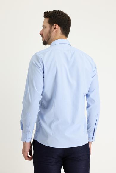 Erkek Giyim - UÇUK MAVİ L Beden Uzun Kol Slim Fit Dar Kesim Klasik Pamuklu Gömlek