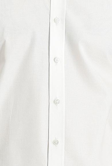 Erkek Giyim - BEYAZ L Beden Uzun Kol Slim Fit Dar Kesim Oxford Pamuk Gömlek